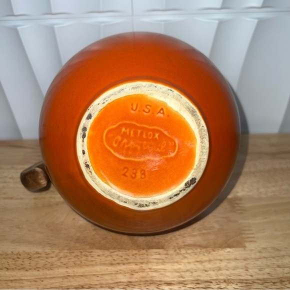 Metlox Pottery Wooden Handle Pitcher Vase - Picture 4 of 5